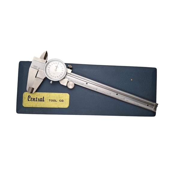 Vintage Central Tool Dial Caliper 6 Inch Hardened Stainless Steel With Hard Case - Picture 1 of 6